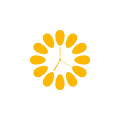 Time sunflower illustration design template. Clock sunflower icon for plantation, farm, company, beauty, flourish. Vector illustration