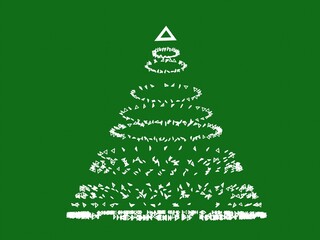 クリスマスツリーのような木の形の緑背景の3dイラスト