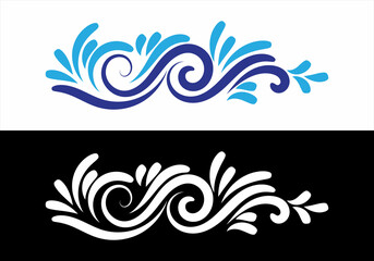 Vector illustration of sign for sea waves. Waves symbols