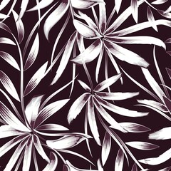 abstract bamboo leaf tropical seamless pattern plants in monochromatic color style fashionable. Vector design. Jungle print. Exotic Summer tropics. Floral background