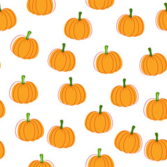 Pumpkin silhouette seamless pattern. Cute childish vegetable illustration.
