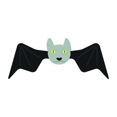 Cute cartoon cat with bat wings.