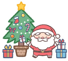 クリスマスツリーとサンタクロース