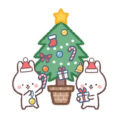 クリスマスツリーとウサギ