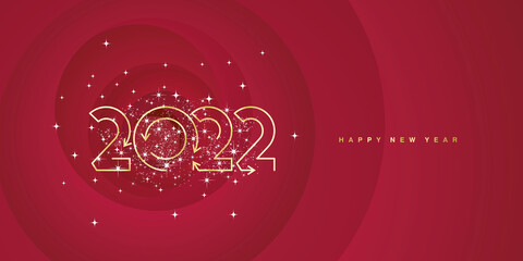 2022 New Year with light arrows shapes design sparkle firework abstract red background new idea for greeting card