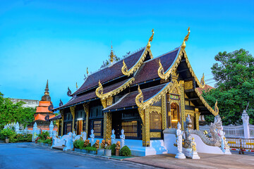 Naklejka premium Sanctuary of Inthakhin Sadue Muang Temple in city center of Chiang Mai, Thailand.