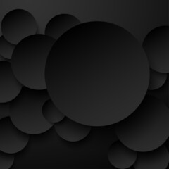 Abstract black paper rounds background.