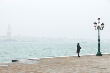 View from the island of Guidecca on San Marco, Venice, Veneto; Italy.