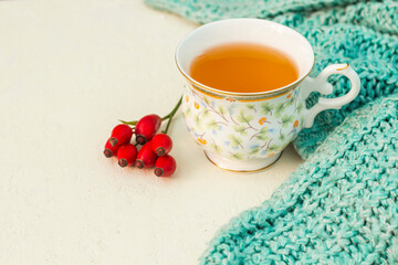 Cup of tea and rosehip