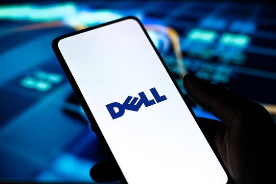 West Bangal, India - October 09, 2021 : Dell logo on phone screen stock image.