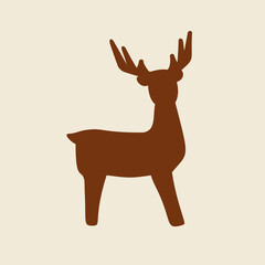 Reindeer vector silhouette isolated. Deer simple drawing. Great as a Christmas symbol for holiday design.