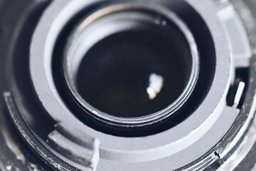 Closeup macro of a camera lens