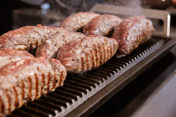 grilled kebab close-up. grilled meat