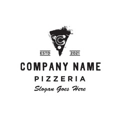 Vintage Retro Italian Pizza Slices Pizzeria Initial C Logo design inspiration