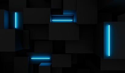 3d background from different sized cubes. 3d rendering