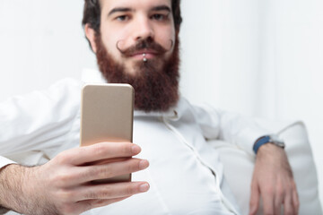 man solves problems with his powerful smartphone