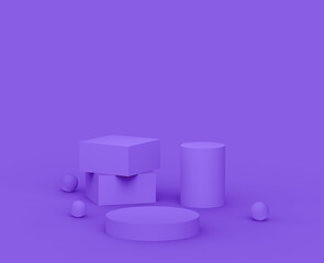Abstract 3d purple violet platform minimal studio background.