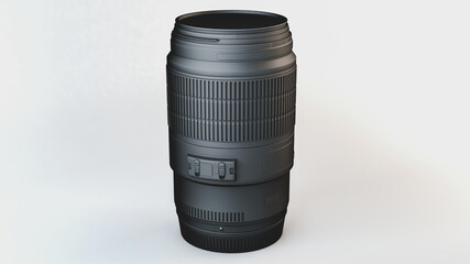 Lens for the camera on a white background. 3d rendering illustration. - 462049339