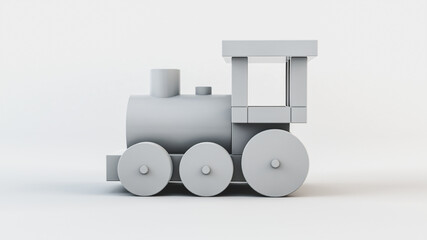 Toy train on a light background. 3d rendering illustration.