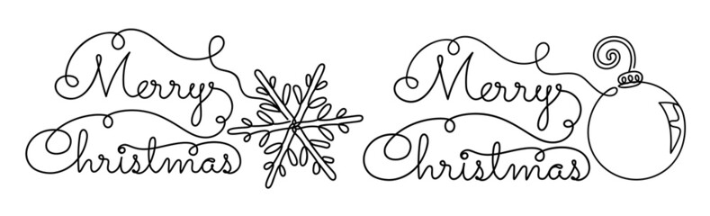 Set of Christmas details in a linear style.