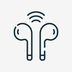 Headphone Line Icon. Headset for Listen Music Linear Pictogram. Wireless Earphone Outline Icon. Editable Stroke. Isolated Vector Illustration