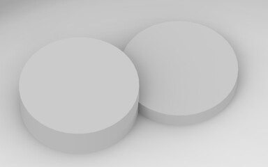 3d gray white cylinder podium minimal studio background. Abstract 3d geometric shape object illustration render.