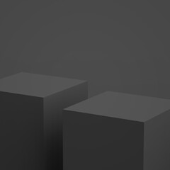 Fototapeta premium Abstract 3d black gray cube and box podium minimal scene studio background.