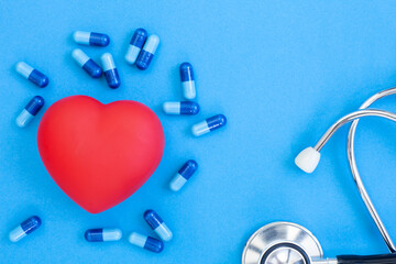 stethoscope and pills