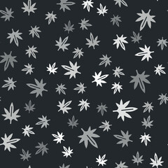 Grey Medical marijuana or cannabis leaf icon isolated seamless pattern on black background. Hemp symbol. Vector