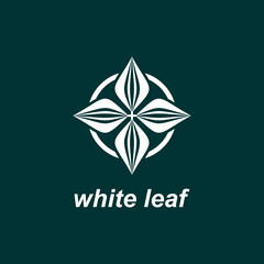 Obraz premium logo abstract mark icon white leaf in circle. simple and creative logo. Abstract business logo icon design template
