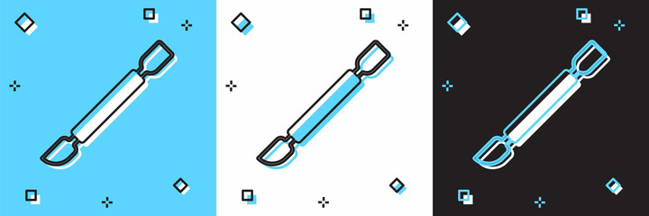 Set Cuticle pusher icon isolated on blue and white, black background. Tool for manicure. Vector