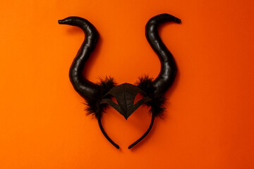 Halloween costume, black horns fairytale character