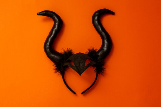 Halloween costume, black horns fairytale character