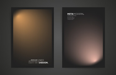 Abstract black blurred gradient cover template design set for poster, brochure, annual report, presentation. Smooth circular gradient fashion shape. Vector postmodern premium vertical duotone layouts.