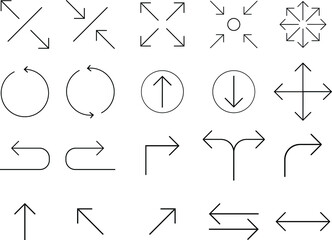 set of Line Interface Arrows Icons
