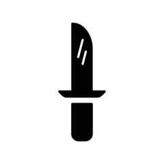 Simple military knife solid black icon. Weapon assault battle danger dagger. Trendy flat isolated outline symbol, sign used for: illustration, logo, app, design, web, dev, ui, ux, gui. Vector EPS 10 