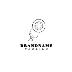 cute burnout logo cartoon icon design template black isolated vector illustration