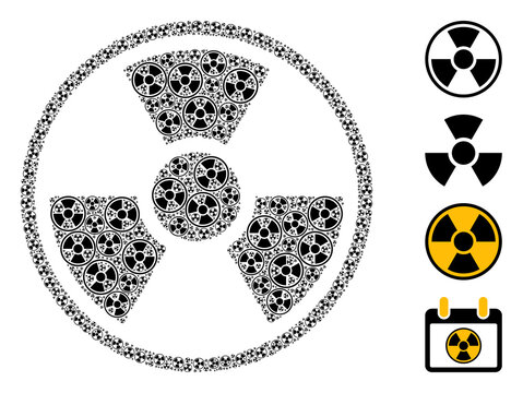 Vector radioactive symbol composition is done with randomized recursive radioactive symbol icons. Recursive composition from radioactive symbol.