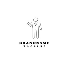 businessman logo cartoon icon design black isolated vector illustration
