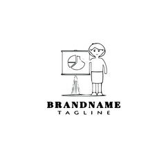 business woman logo cartoon icon design black isolated vector illustration