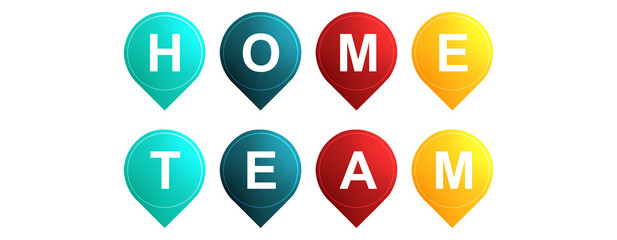 Home Team - text written on Isolated Shapes with White background