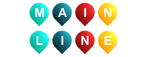 Main Line - text written on Isolated Shapes with White background