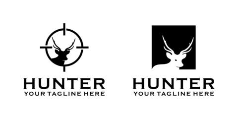 deer hunter vintage logo design