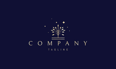 Vector golden logo on which an abstract image of the tree of well being.