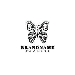 butterfly logo cartoon icon design template black isolated beautiful illustration