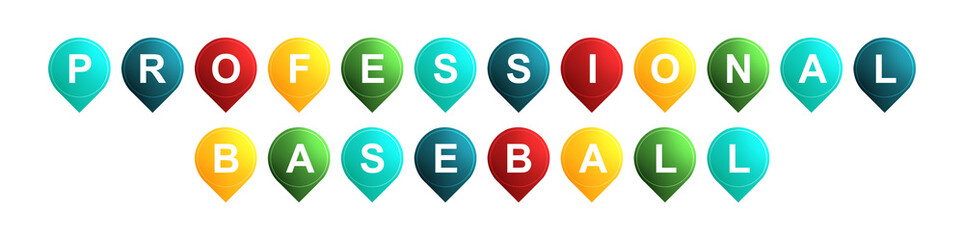 Professional Baseball - text written on Isolated Shapes with White background