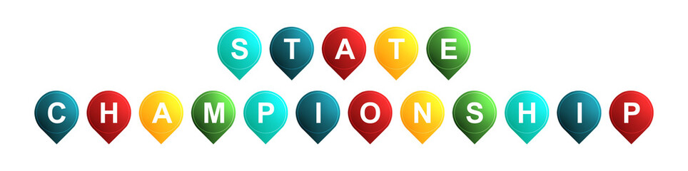 State Championship - text written on Isolated Shapes with White background