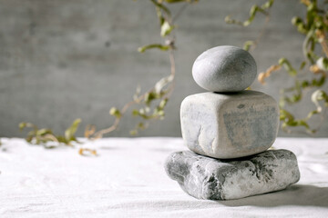 Fototapeta na wymiar Geometrical stones as podium or pedestals for products presentation