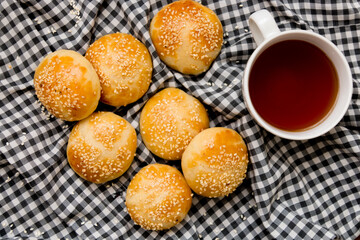 cup of tea and breads