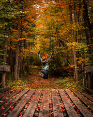 Woman enjoying a day on the trails in Autumn